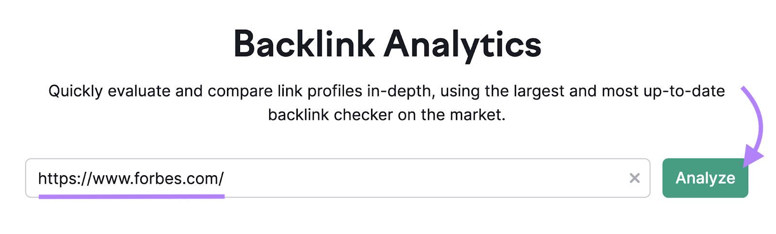 Search for forbes.com in Backlink Analytics tool