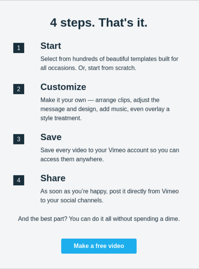 friendly, clear language in Vimeo email