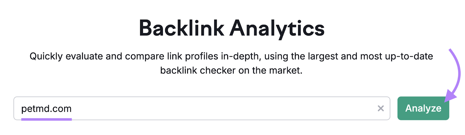 search for competitor's domain entered into Backlink Analytics