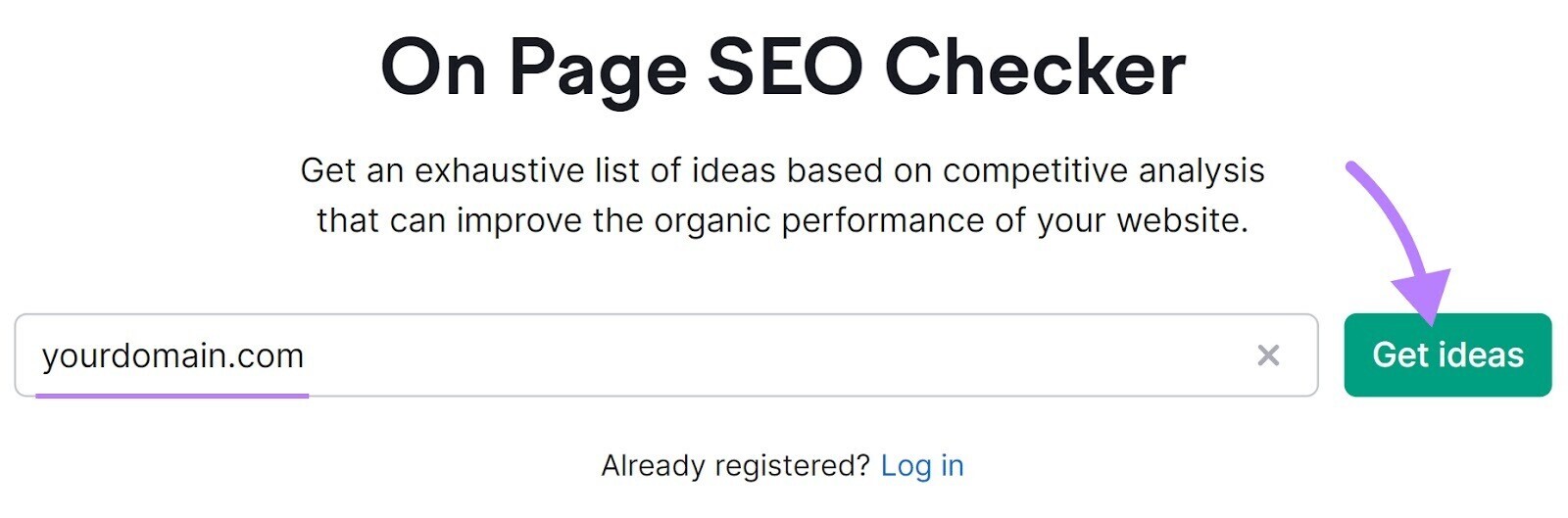 On Page SEO Checker search bar