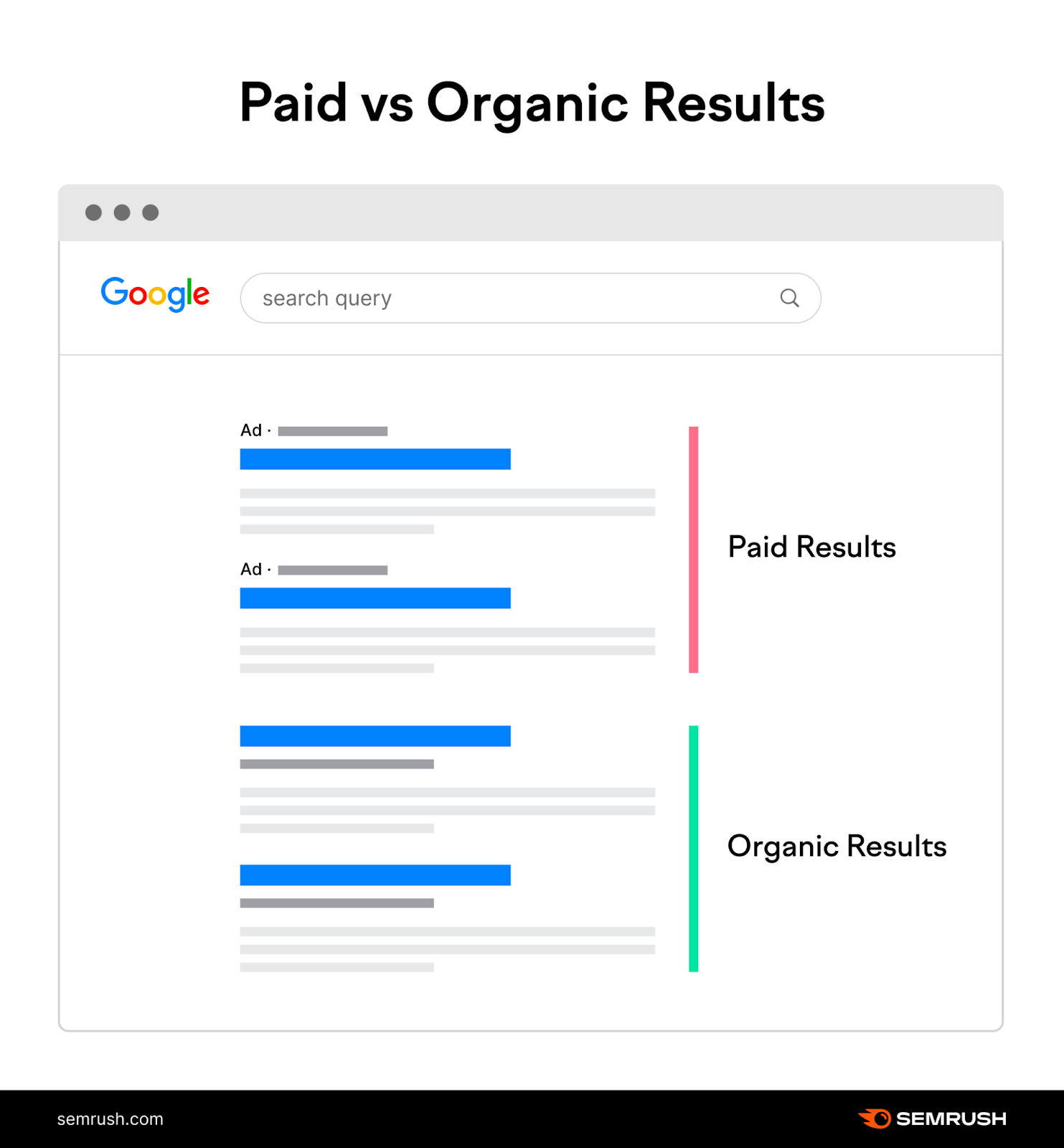 Paid results vs organic results on the SERP