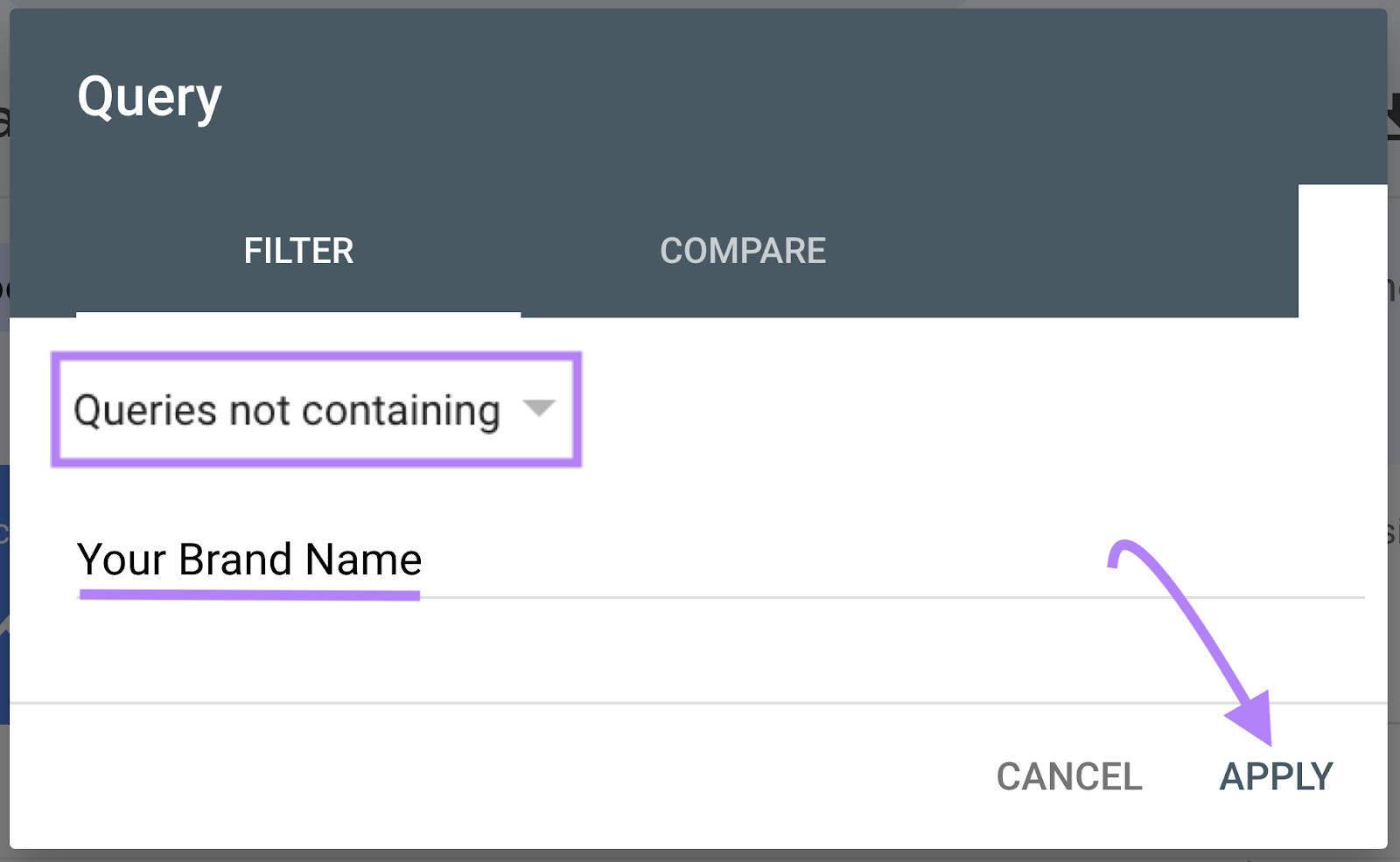 Applying a filter to exclude branded traffic in GCS