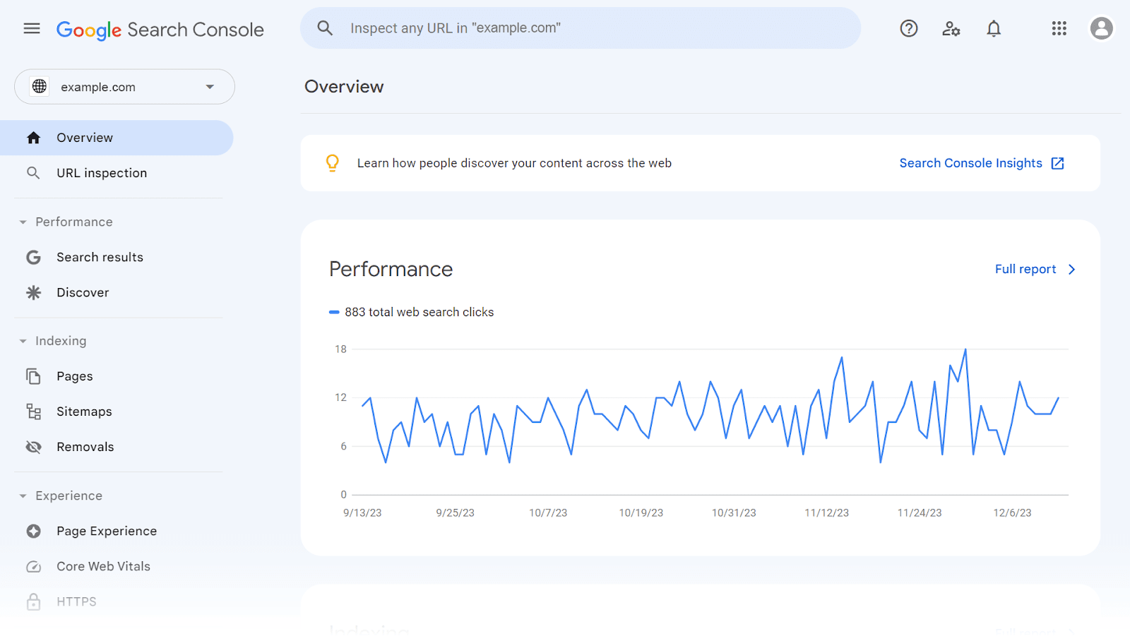 Google Search Console performance overview graph