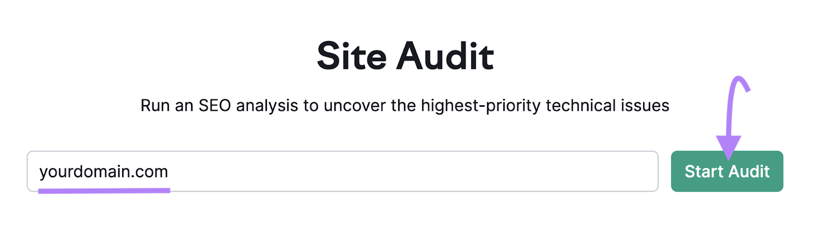 enter yourdomain.com into site audit