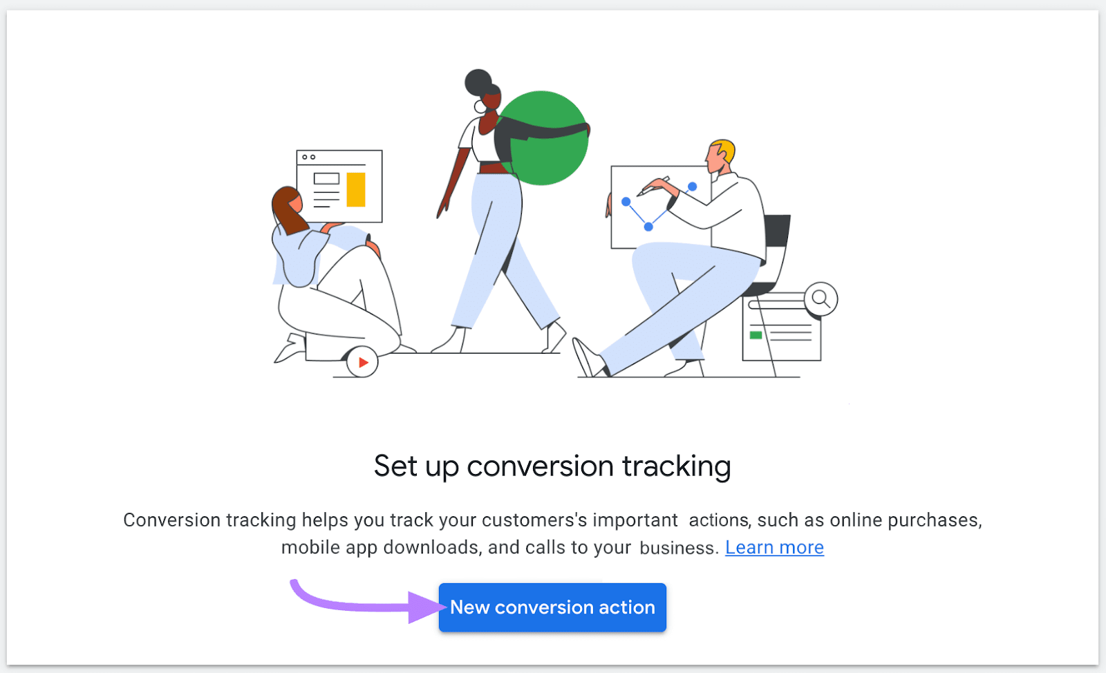 “New conversion action” button