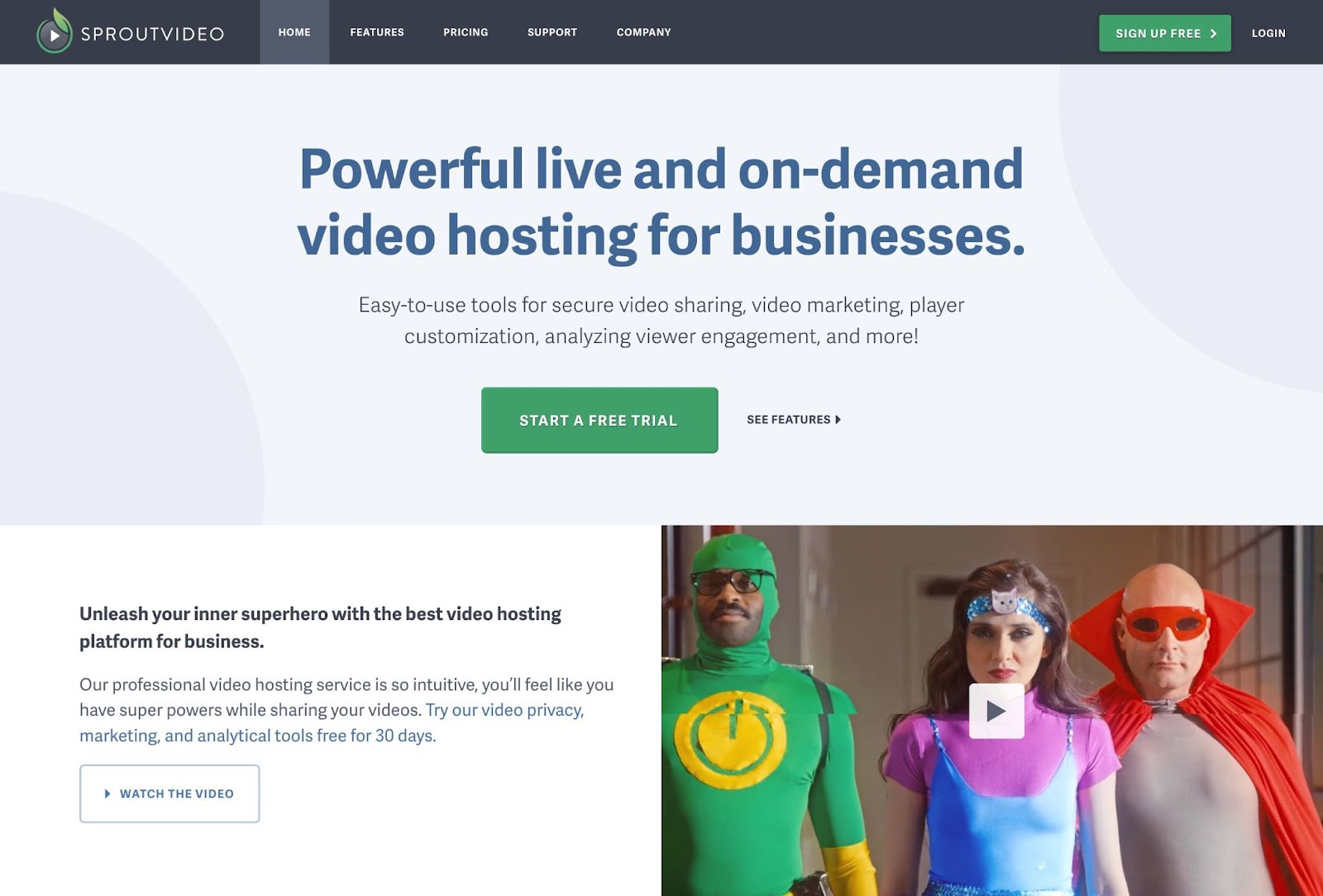 SproutVideo homepage