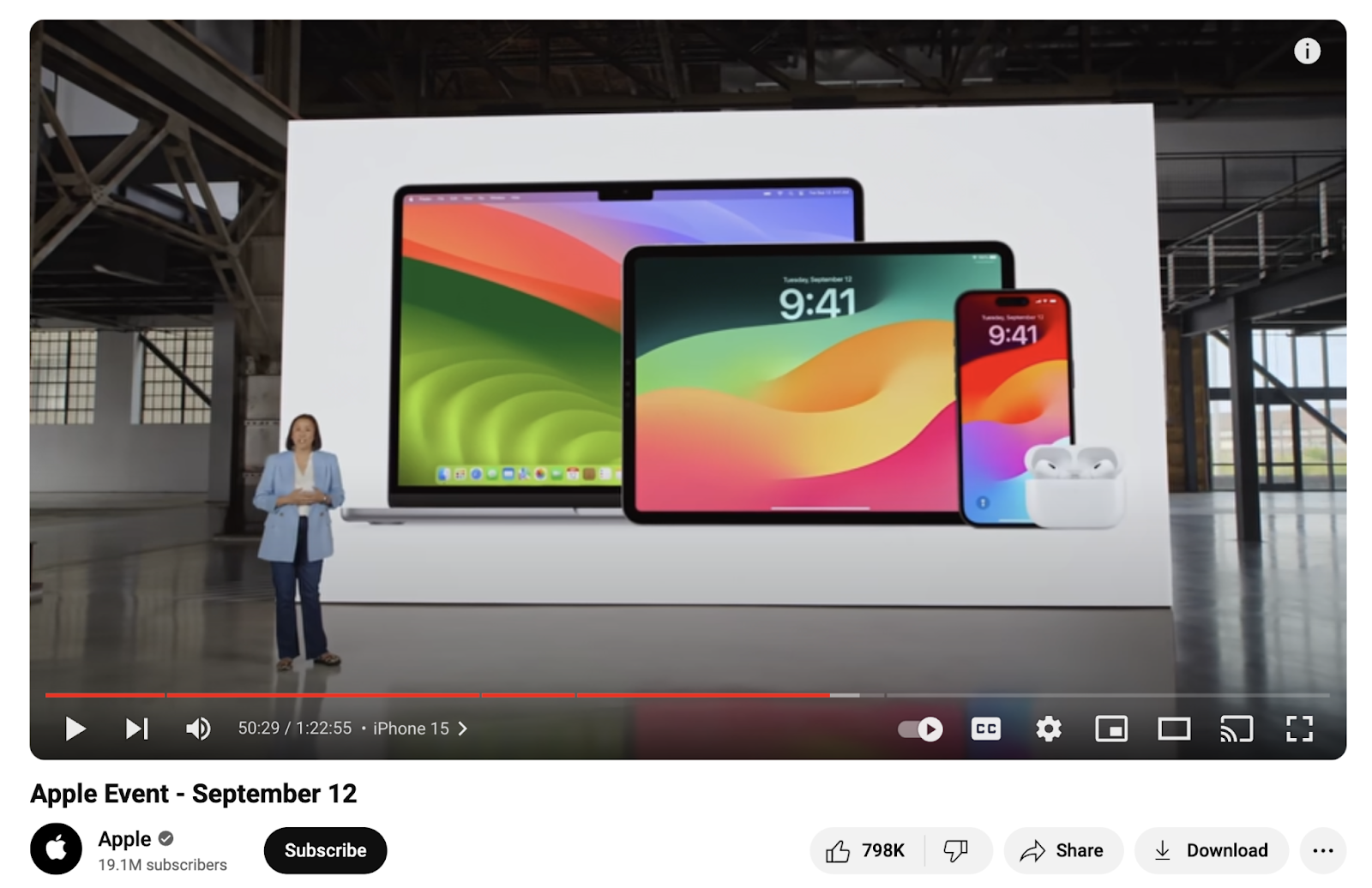 Apple event for September 12 on YouTube