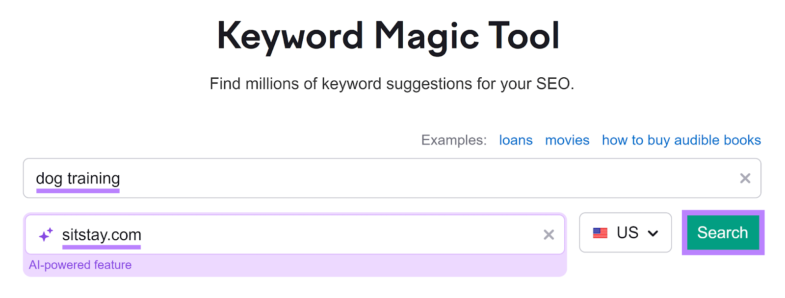 Semrush Keyword Magic Tool start