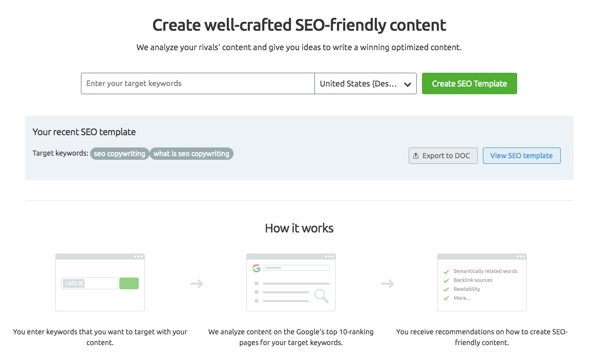 SEO content template screenshot