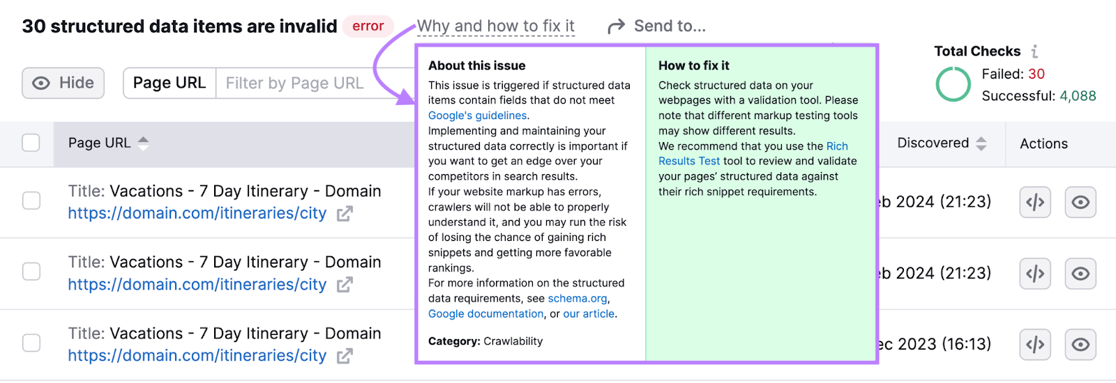 why and how to fix it link expanded to show more about the issue and how to fix it