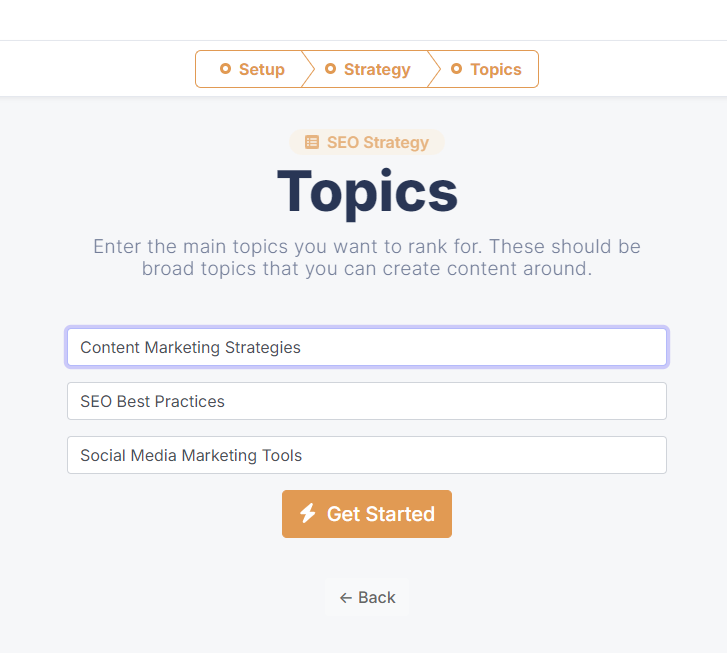 Video SEO Builder topics set up