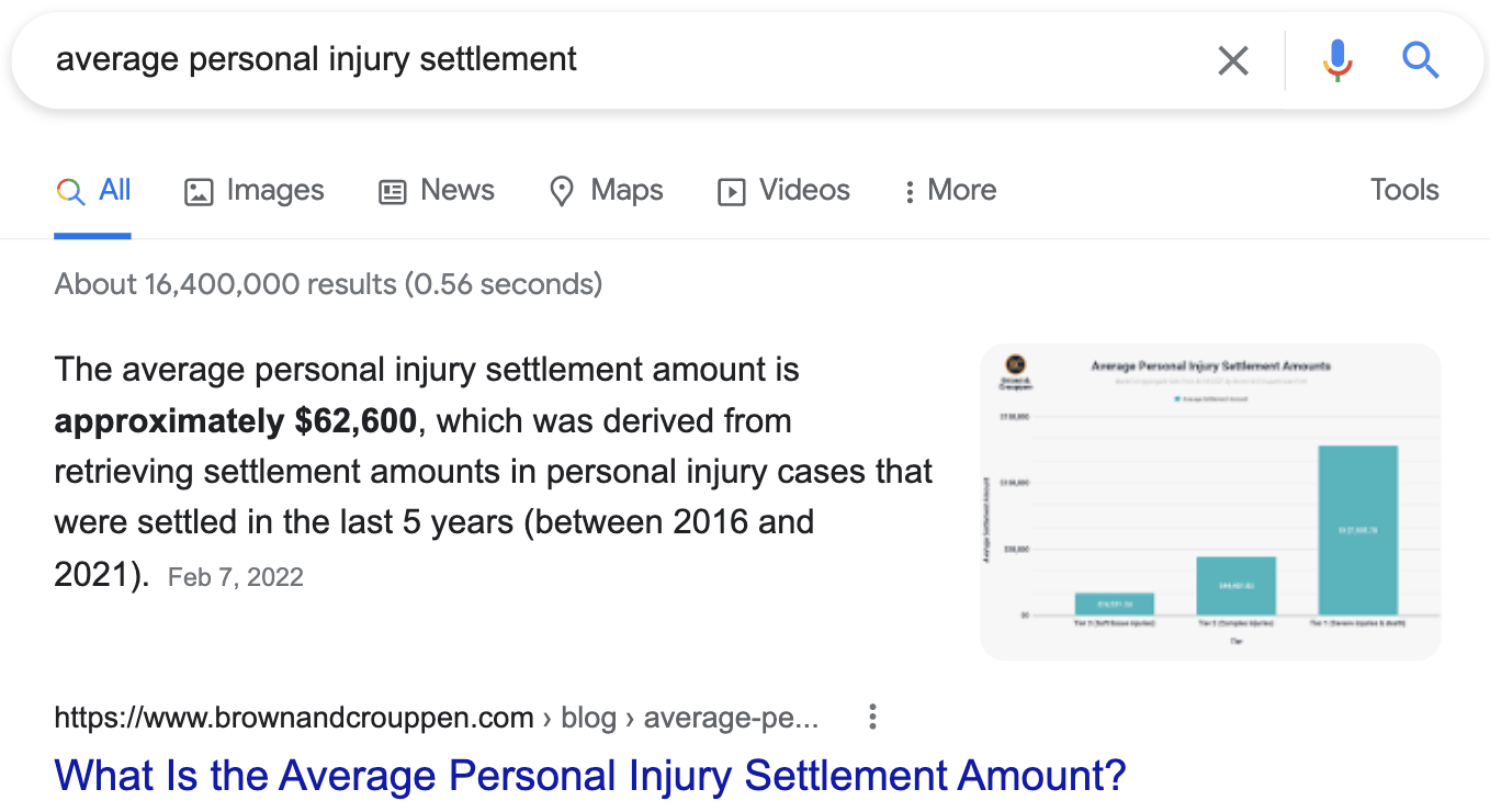 featured snippet example