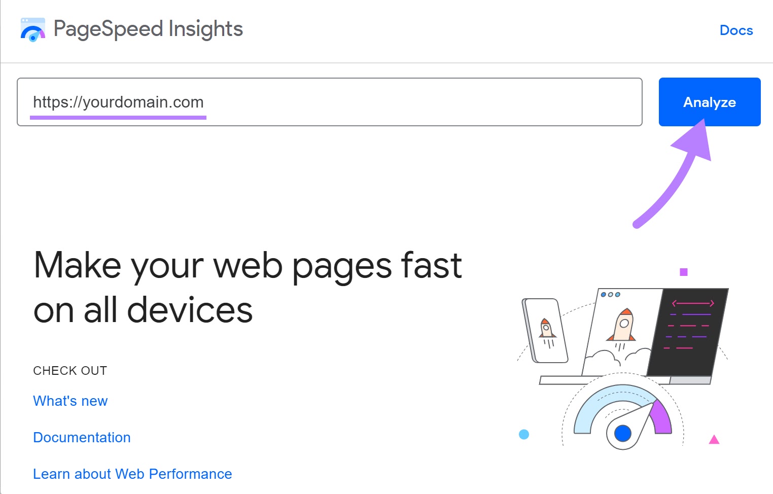 Google PageSpeed Insights page