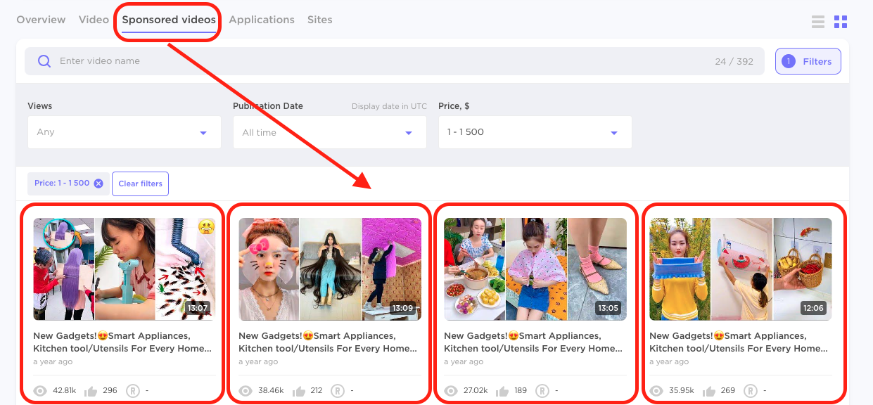 How to review sponsored videos in BuzzGuru Influencer Analytics app