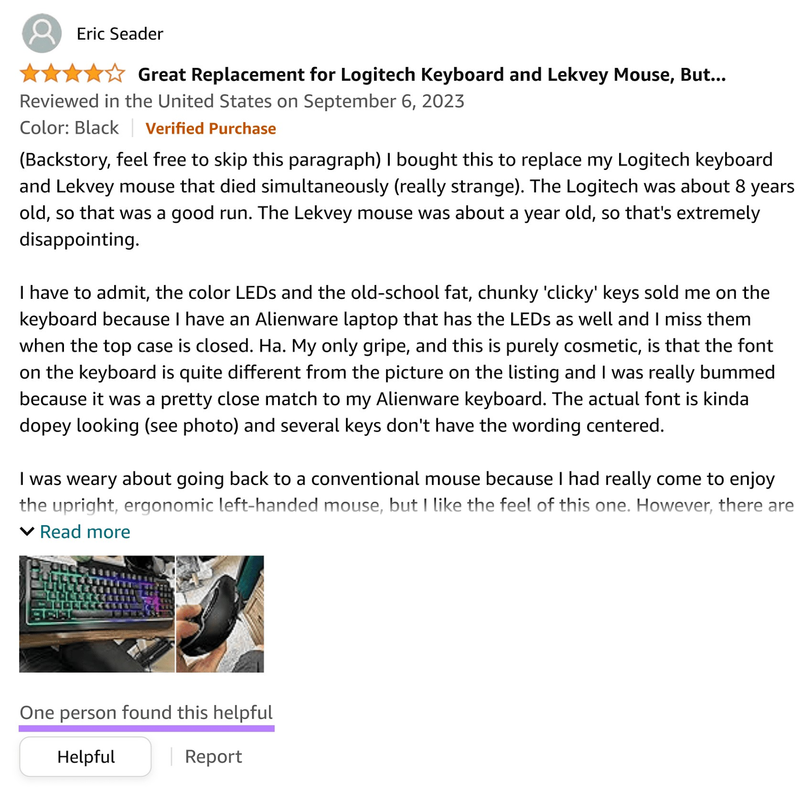 Amazon review example