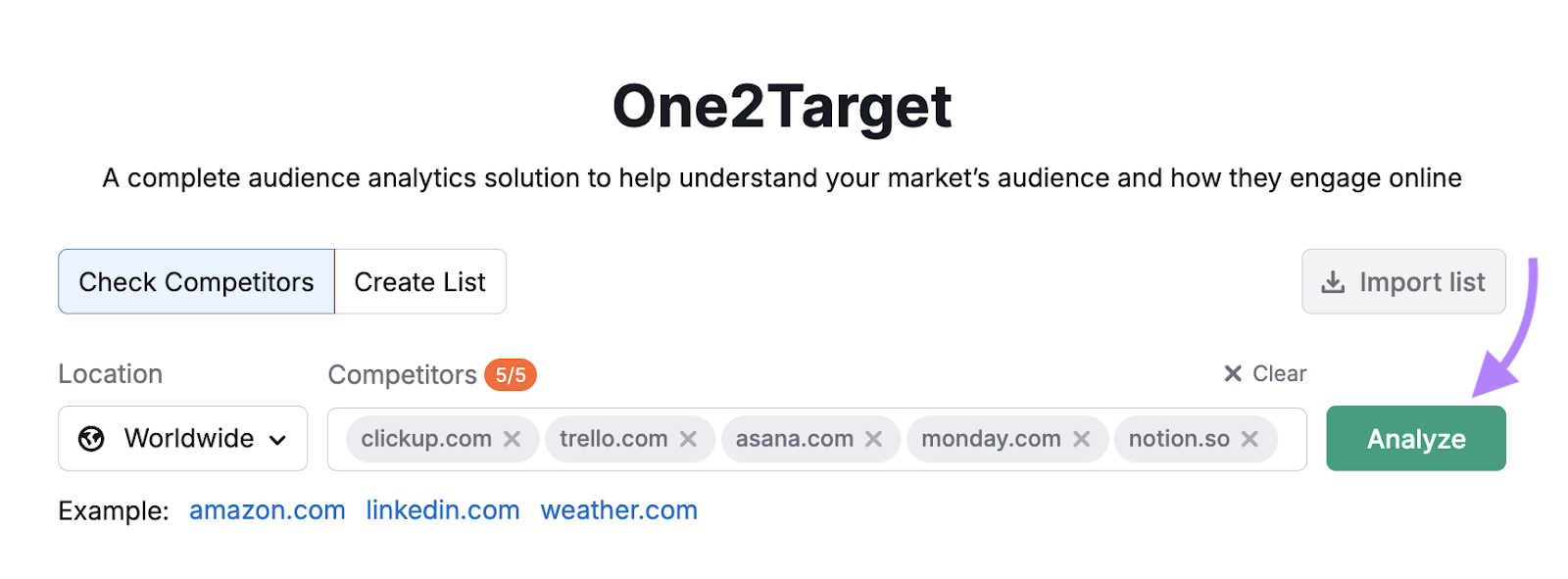 Analyzing your audience with One2Target