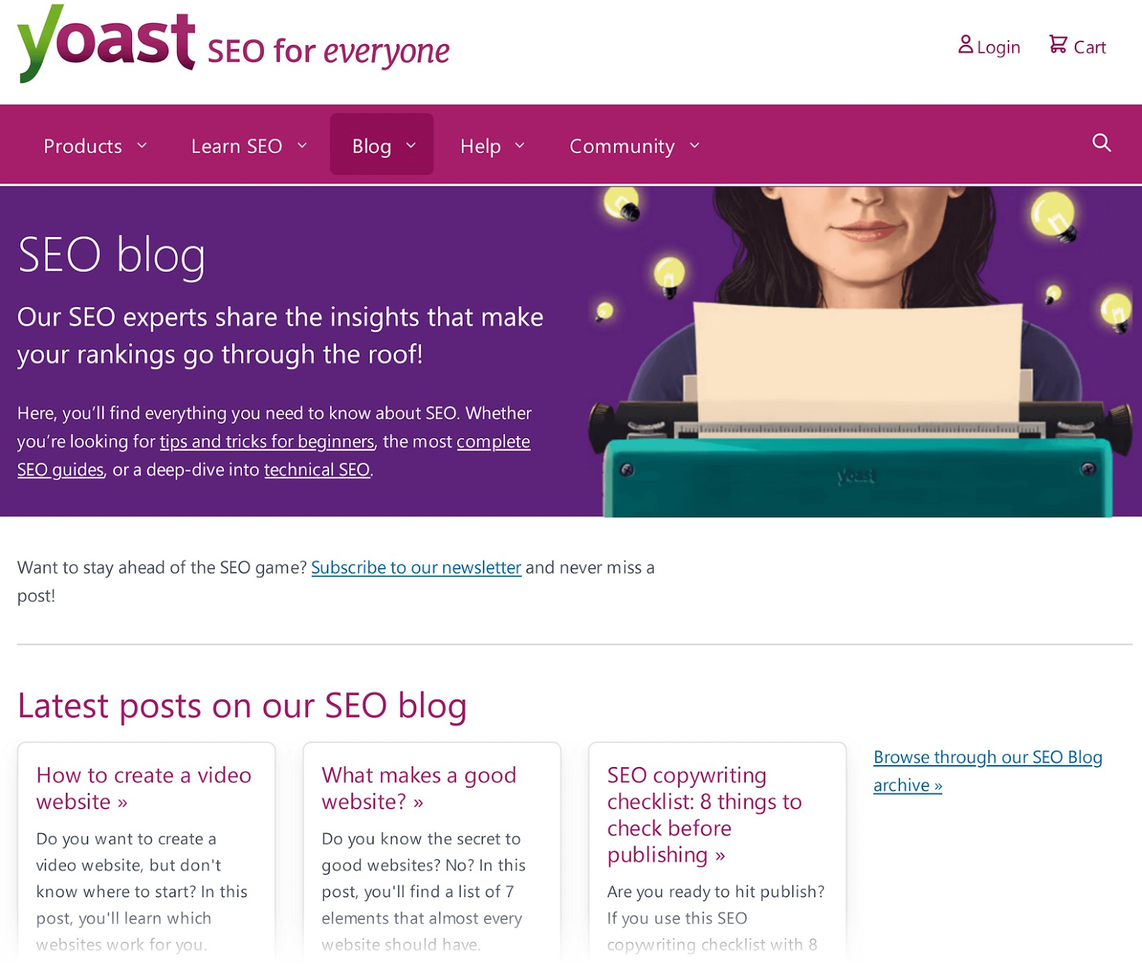 Yoast SEO Blog homepage