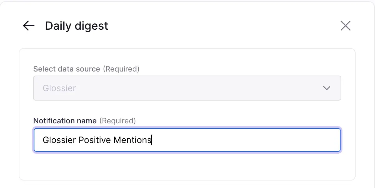 "Daily digest" notifications named "Glossier Positive Mentions"