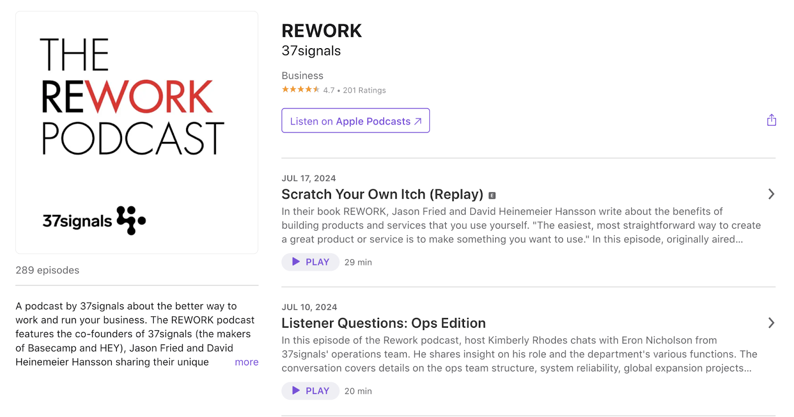 Podcast landing page on Apple Podcasts