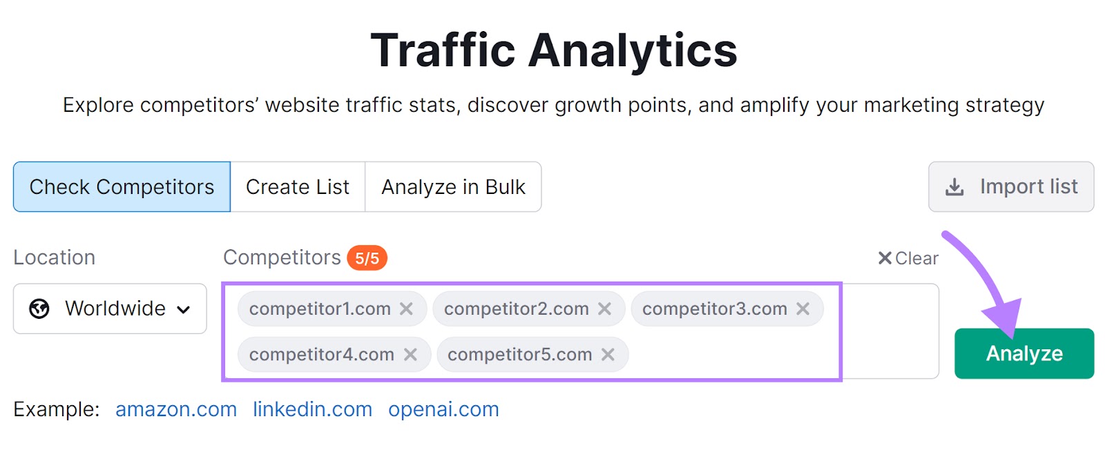 Traffic Analytics search