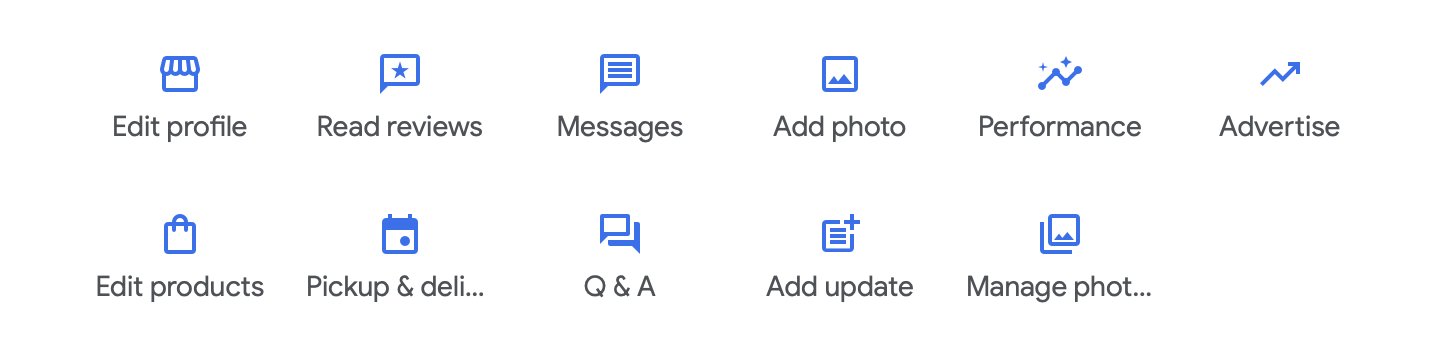 A menu in Google Business Profile