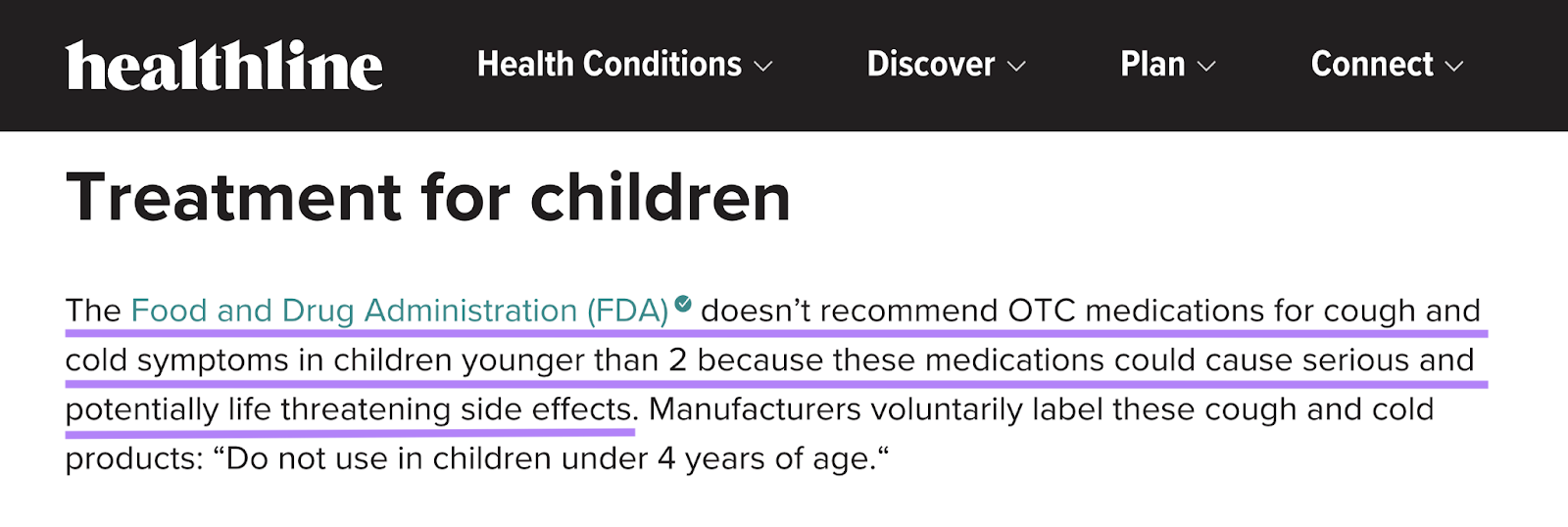 Healthline article cites the FDA when offering advice