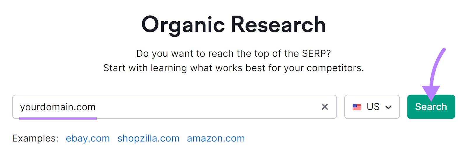 Organic Research tool search bar