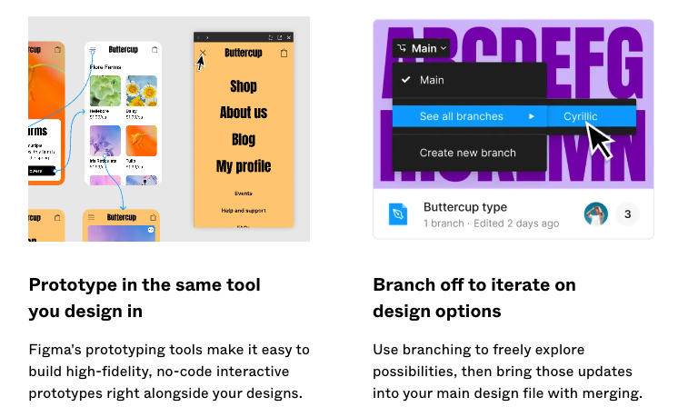 Figma landing page features section