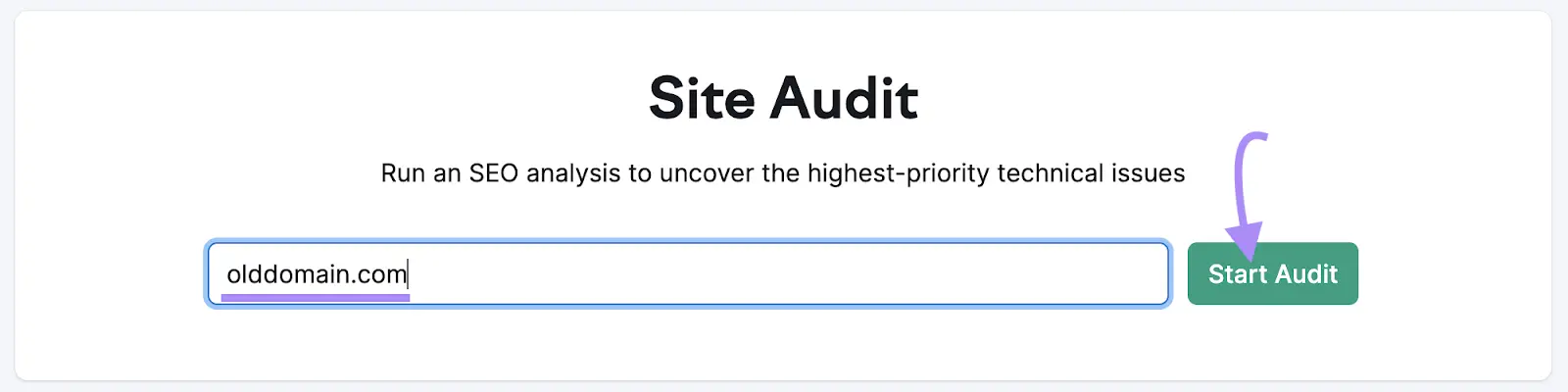 old domain entered into site audit tool