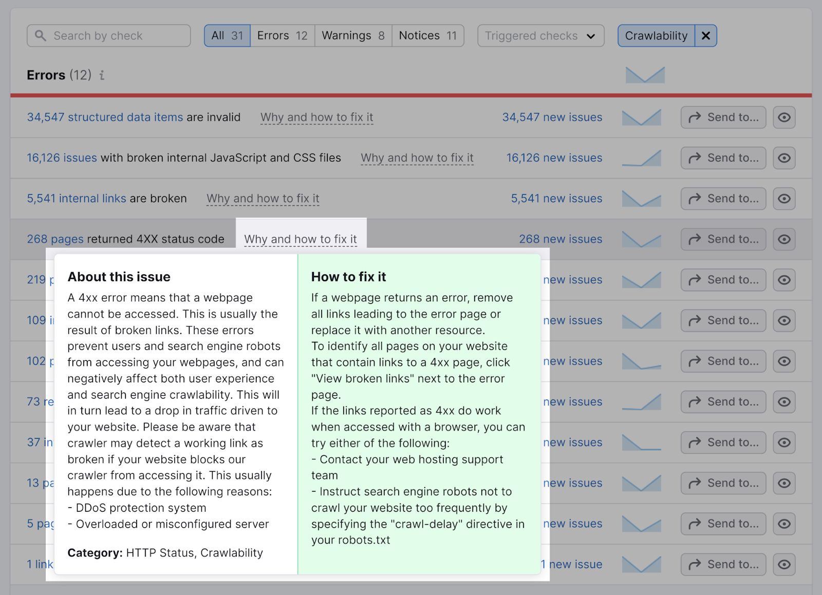 why and how to fix it section in Site Audit is highlighted