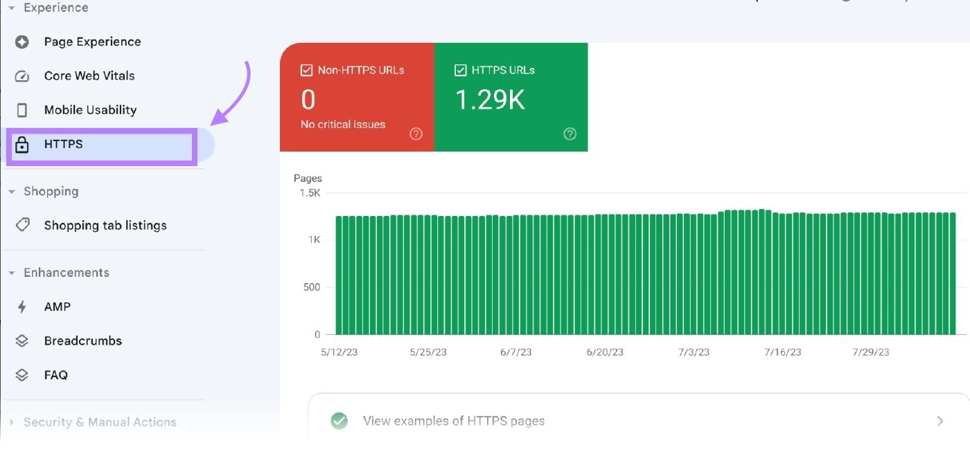 verify the HTTPS version of your site in Google Search Console