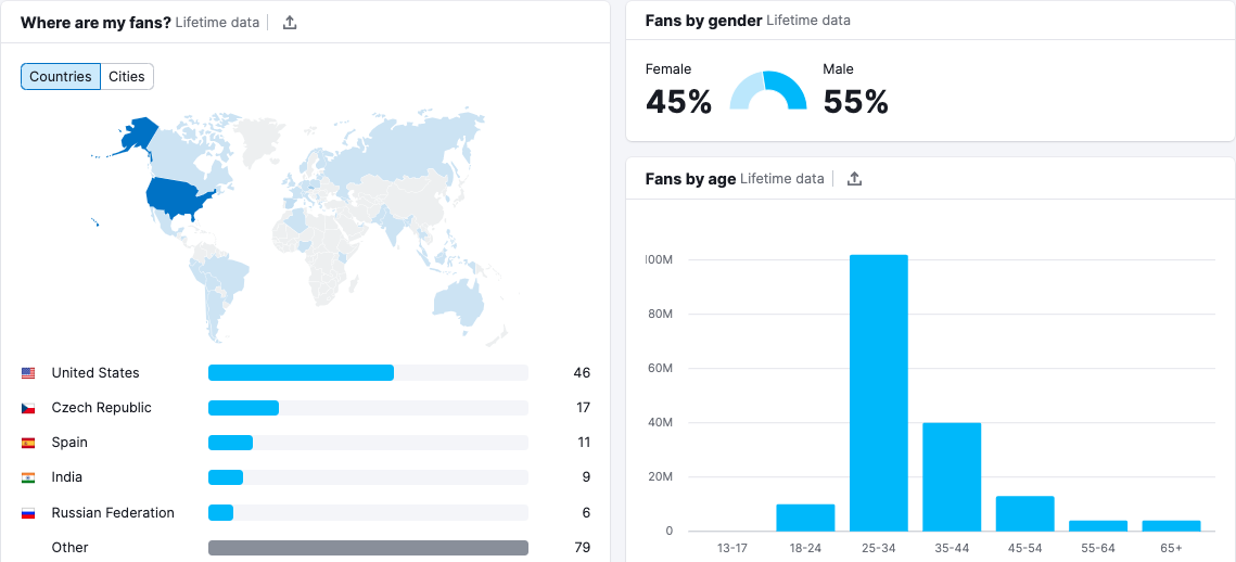 Scroll down the Audience tab to see a further demographic breakdown of your audience. 