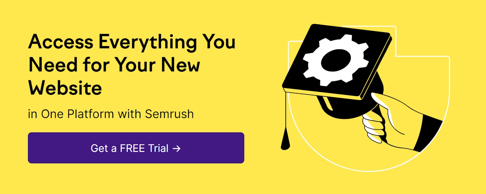 A banner ad from Semrush blog with "Access Everything You Need for Your New Website in One Platform with Semrush" copy