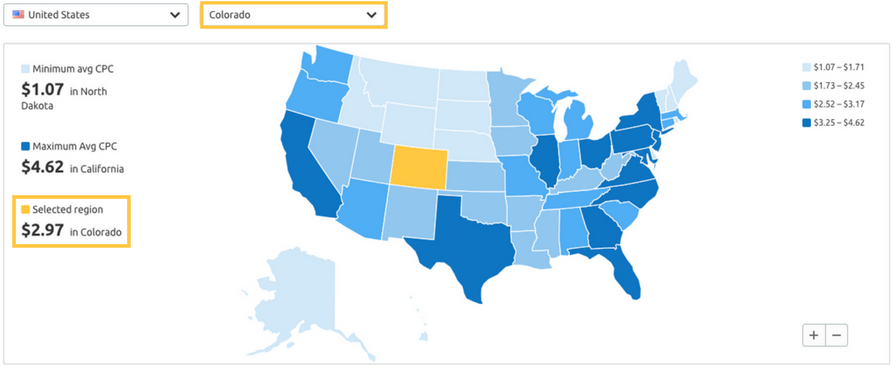 SEMrush CPC Map tool