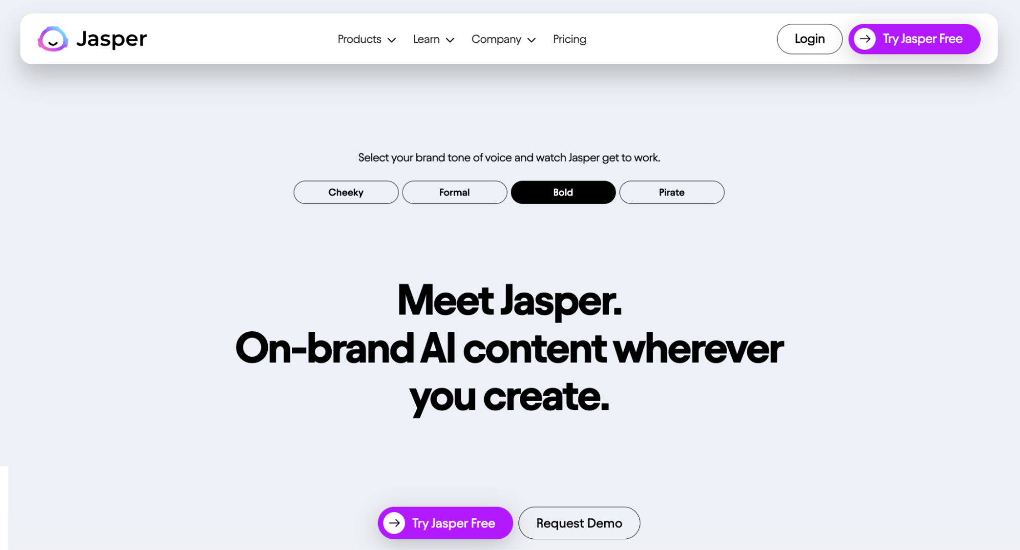 Jasper's landing page