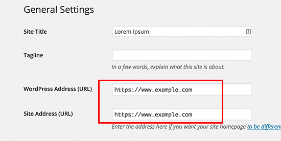 General Settings in WordPress