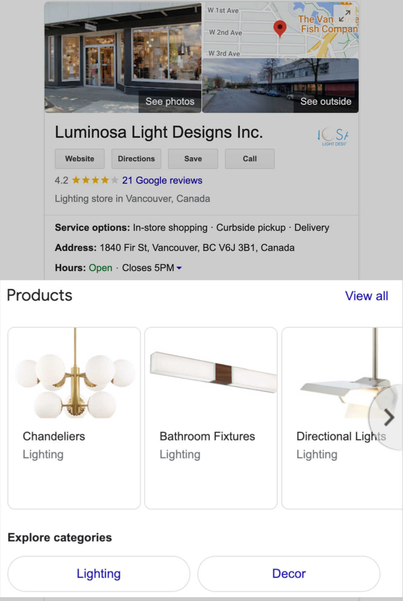 Luminosa Light Designs Inc Google products