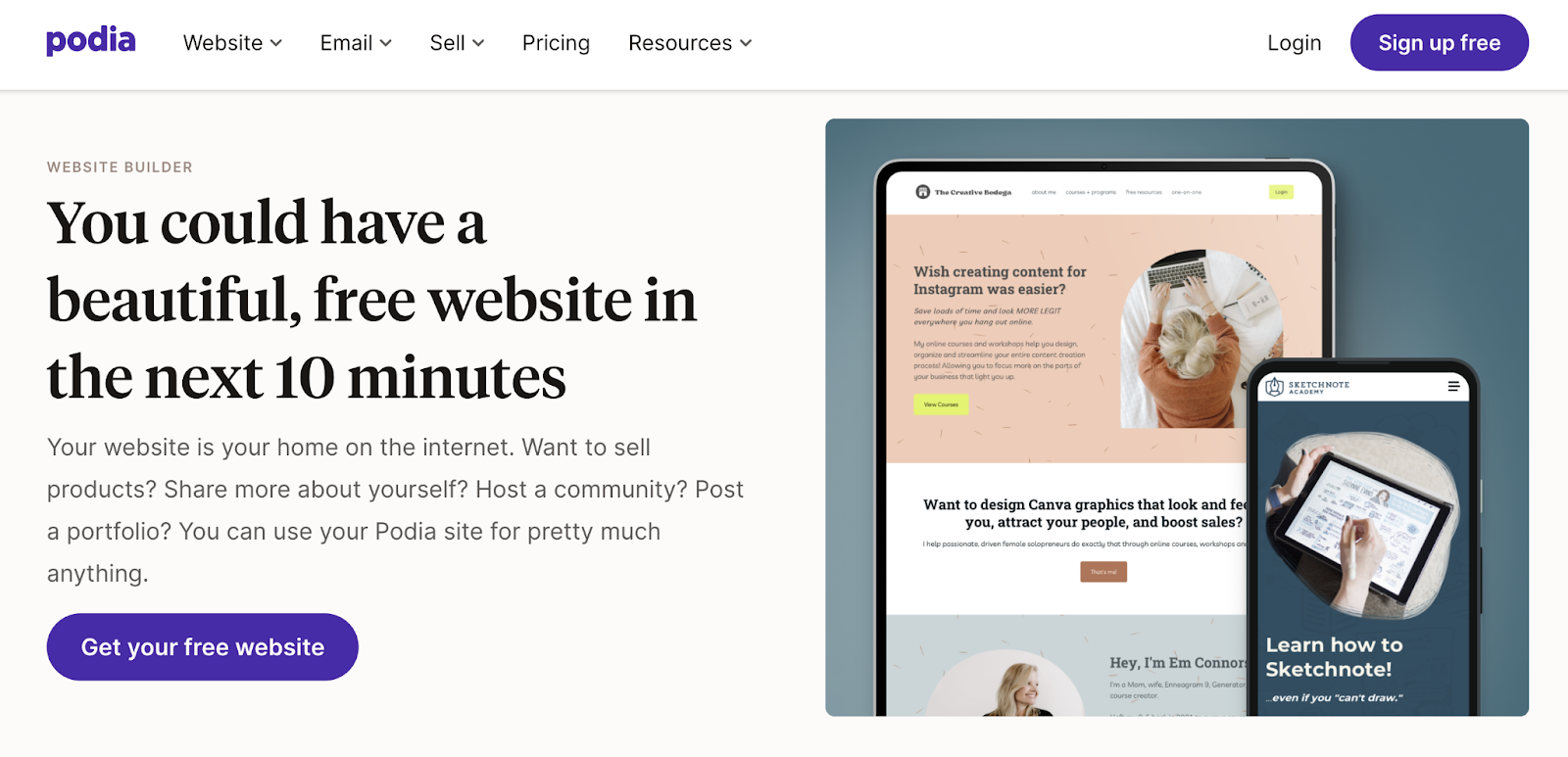 landing page example has a clean design