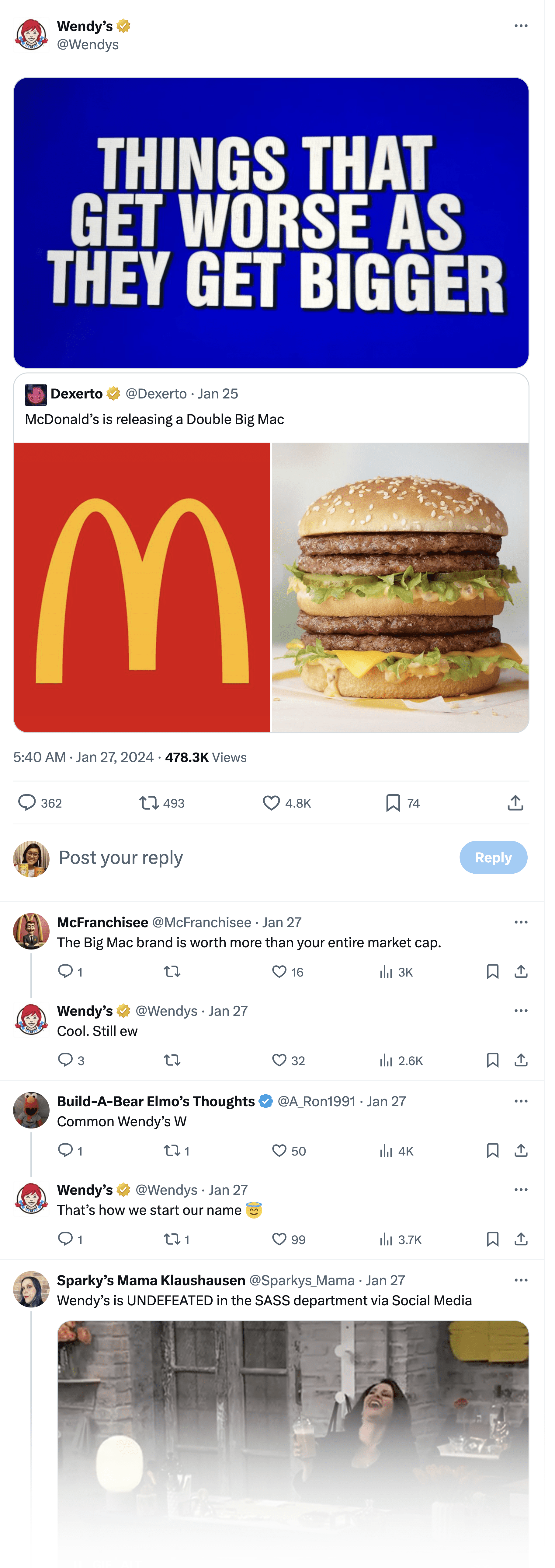 wendy's post on twitter