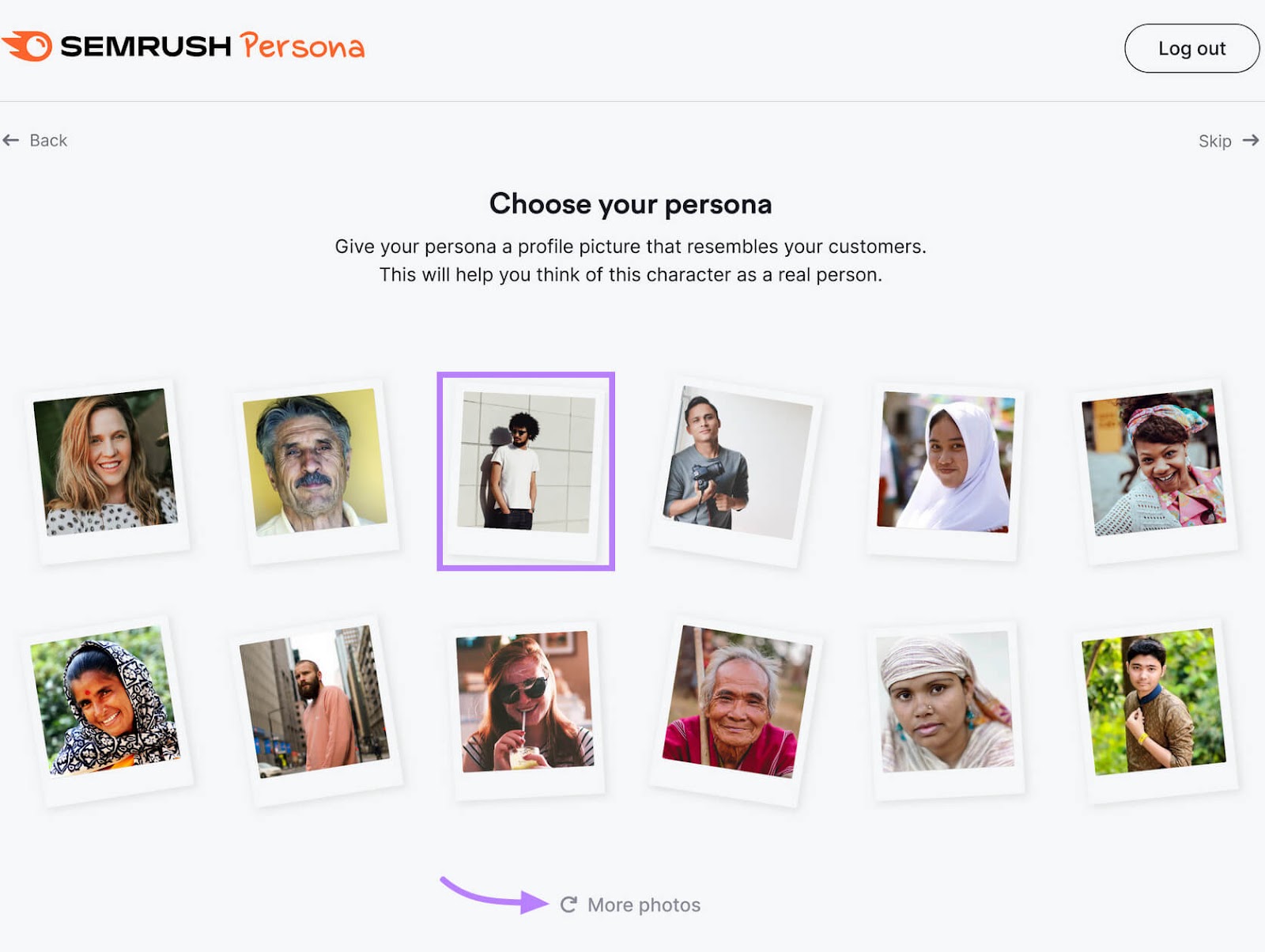 Personas templates in Semrush Persona tool