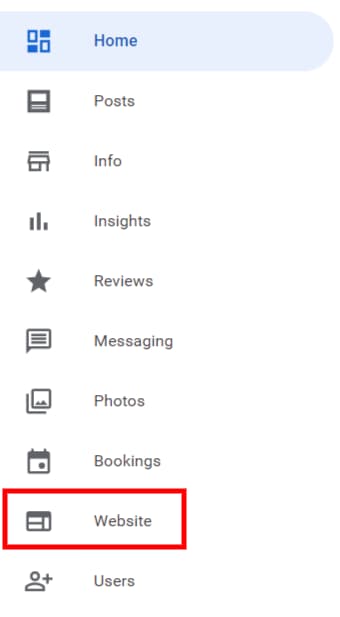 Select Website in Google My Business Listings Navigation