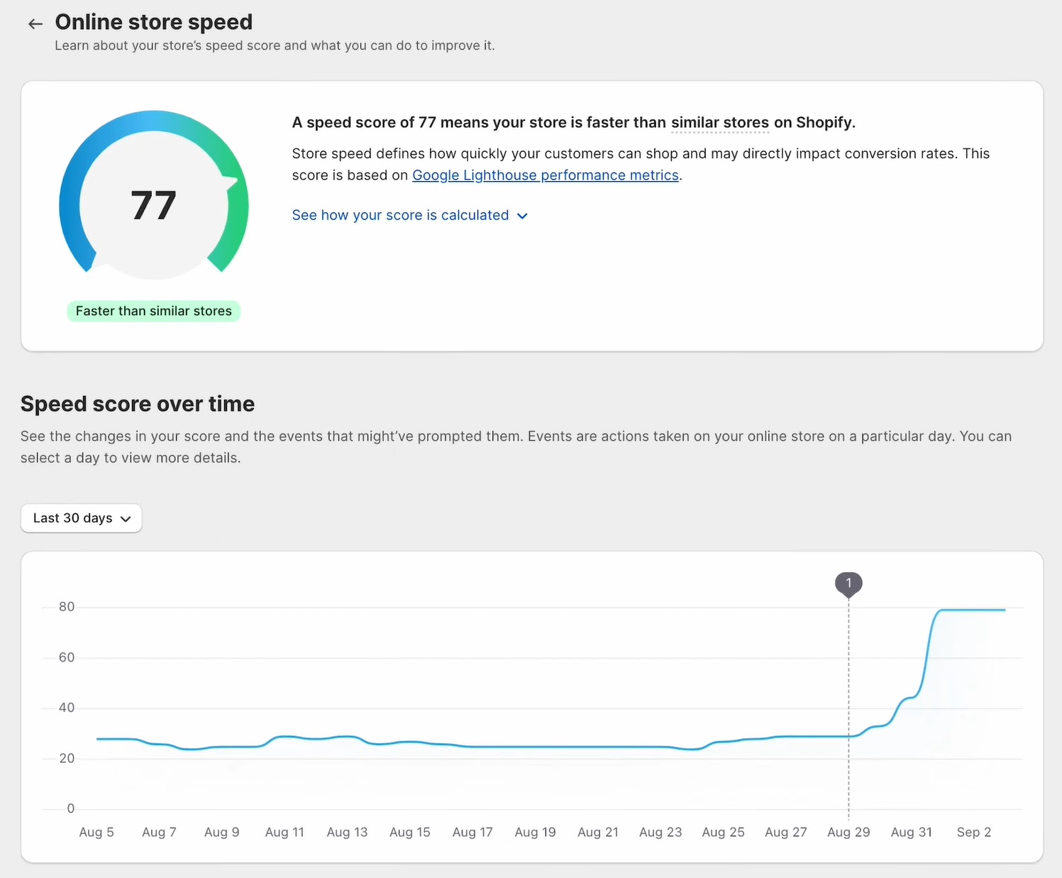 Shopify's Online Store Speed Report