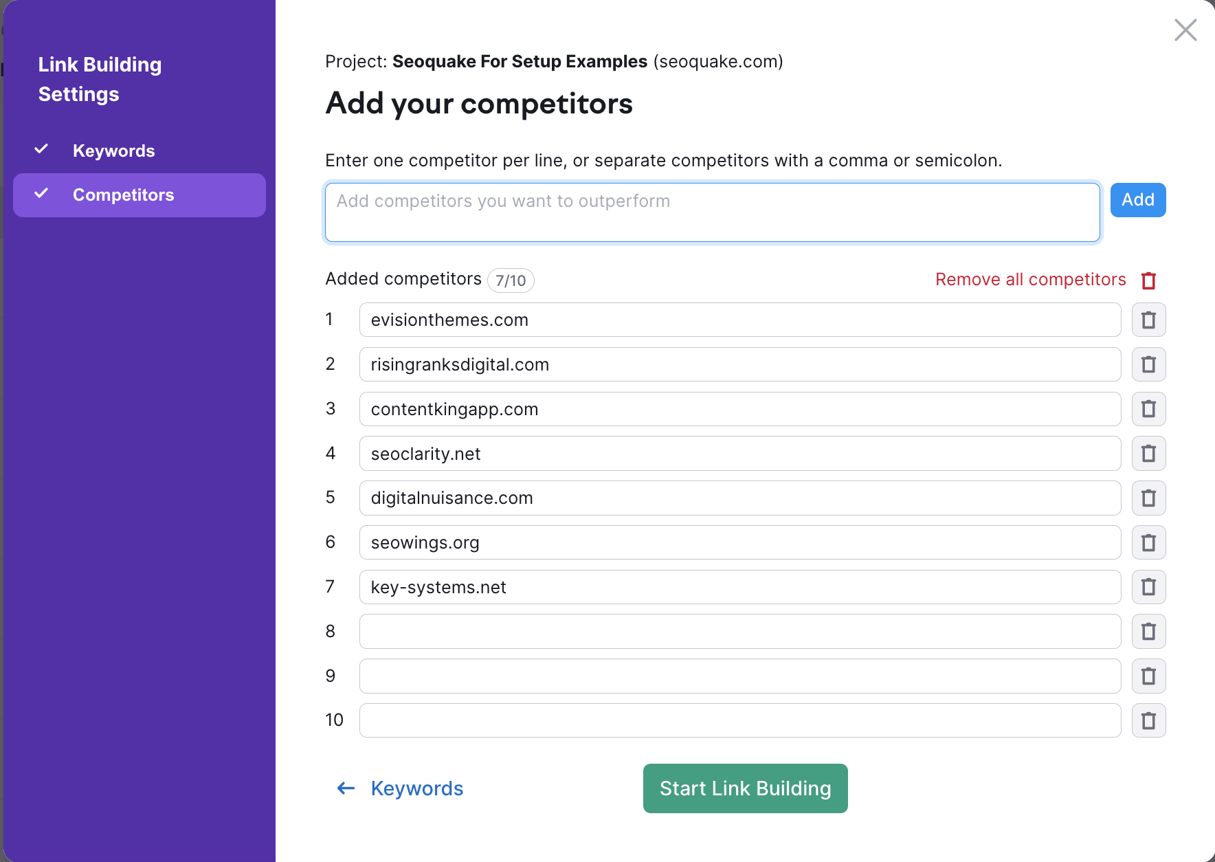 Configuring Link Building Tool image 2