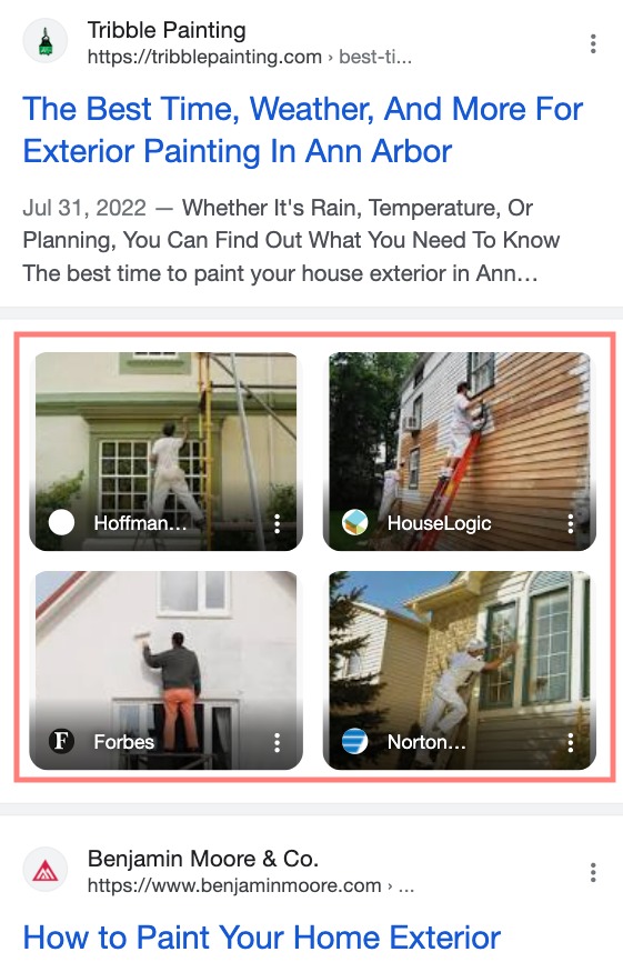 What Images SERP feature looks like on a mobile SERP