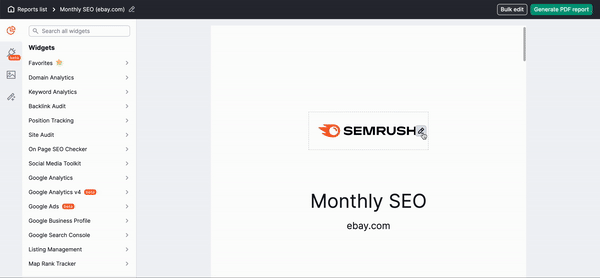 How to add your own logo to a PDF report in Semrush