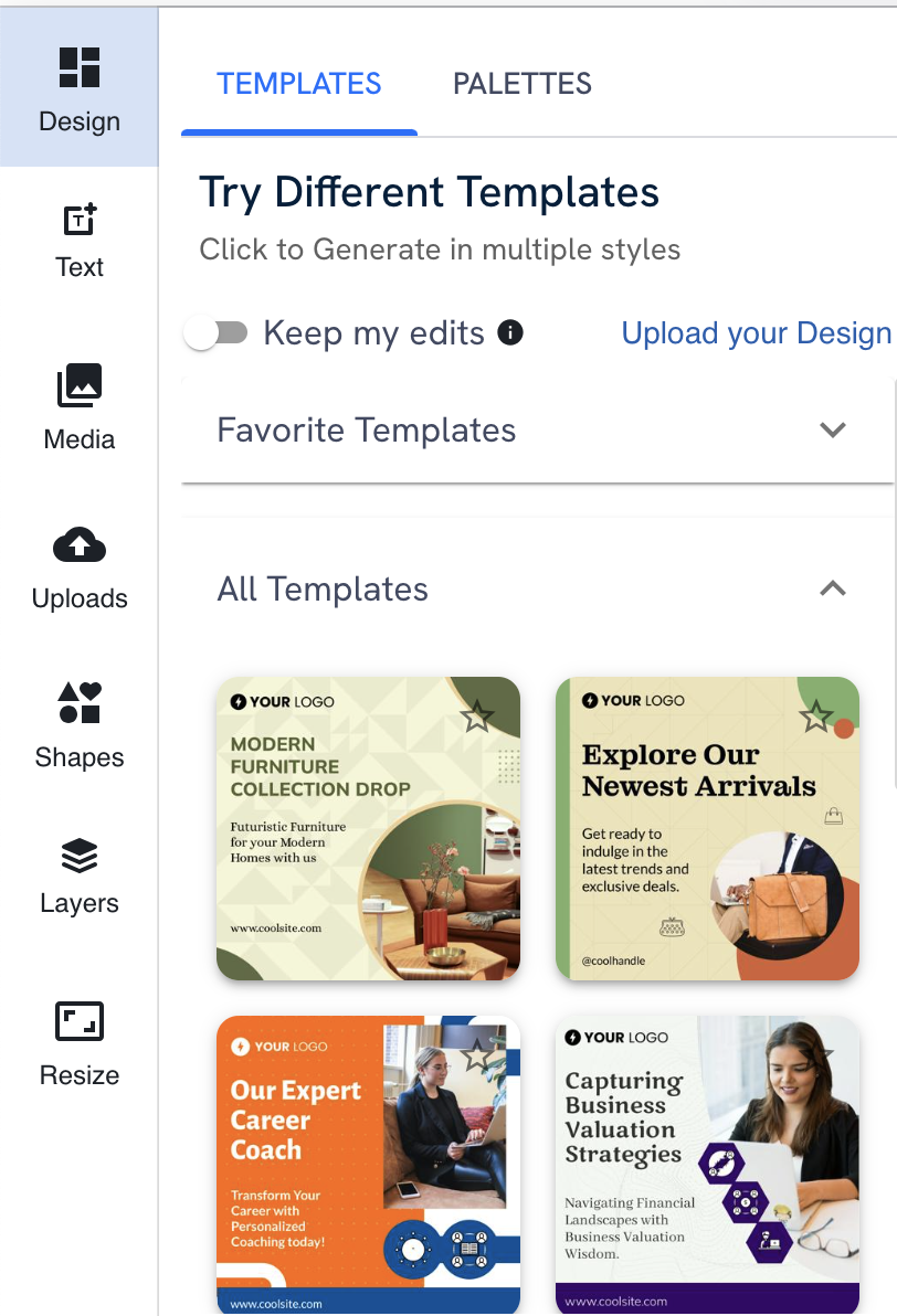 The Post Editor Templates menu, showing a variety of suggested templates to choose from.